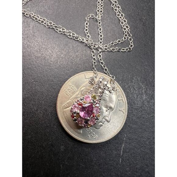 NEW purple multi sapphire sterling silver pendant and chain - Picture 11 of 15